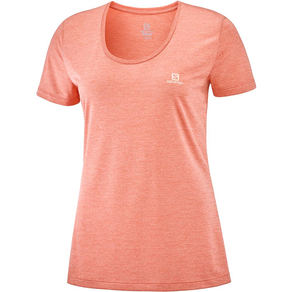 Salomon AGILE SS W Camisetas Mujer - Coral - Colombia (75496-AOCK)